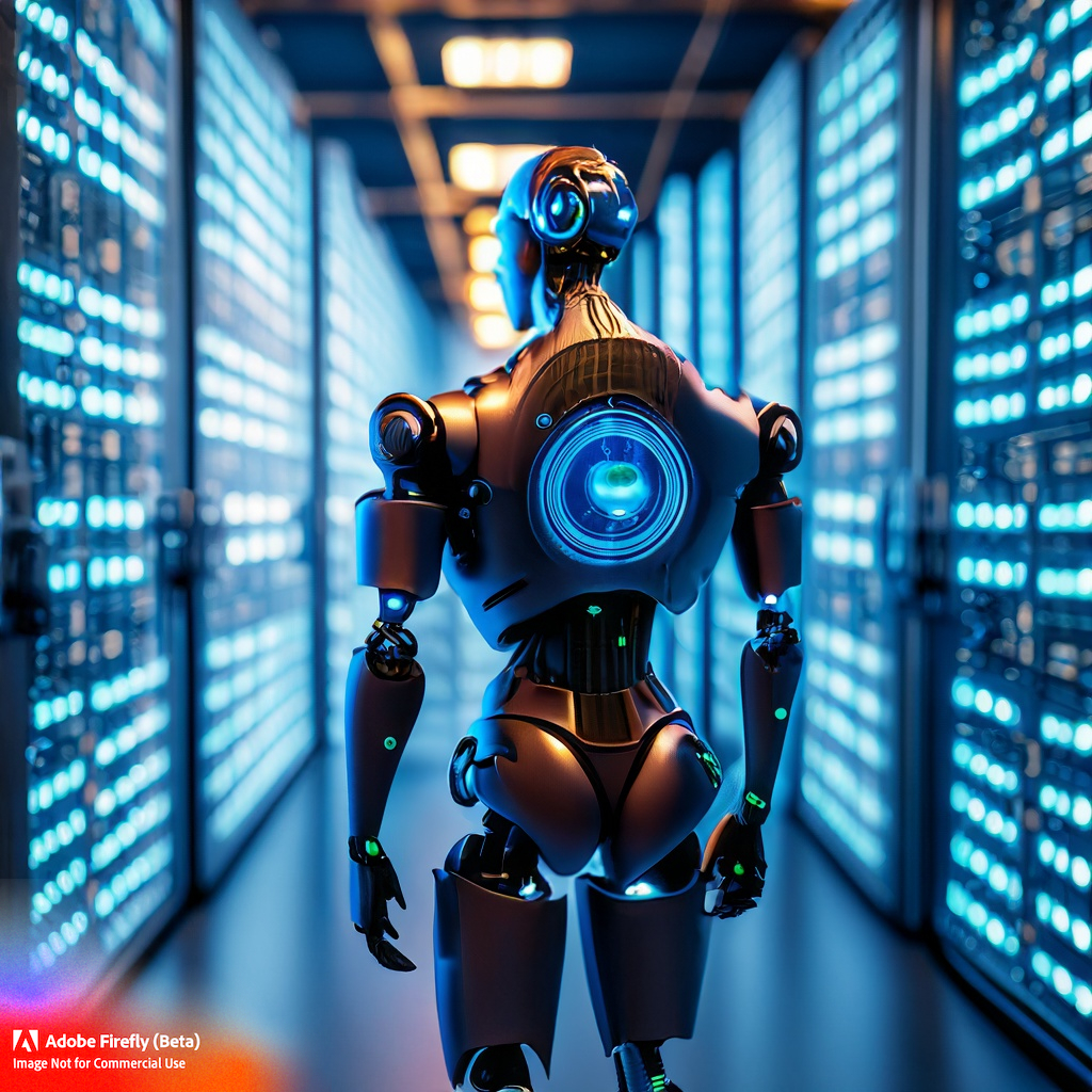 a humanoid in a secure data center